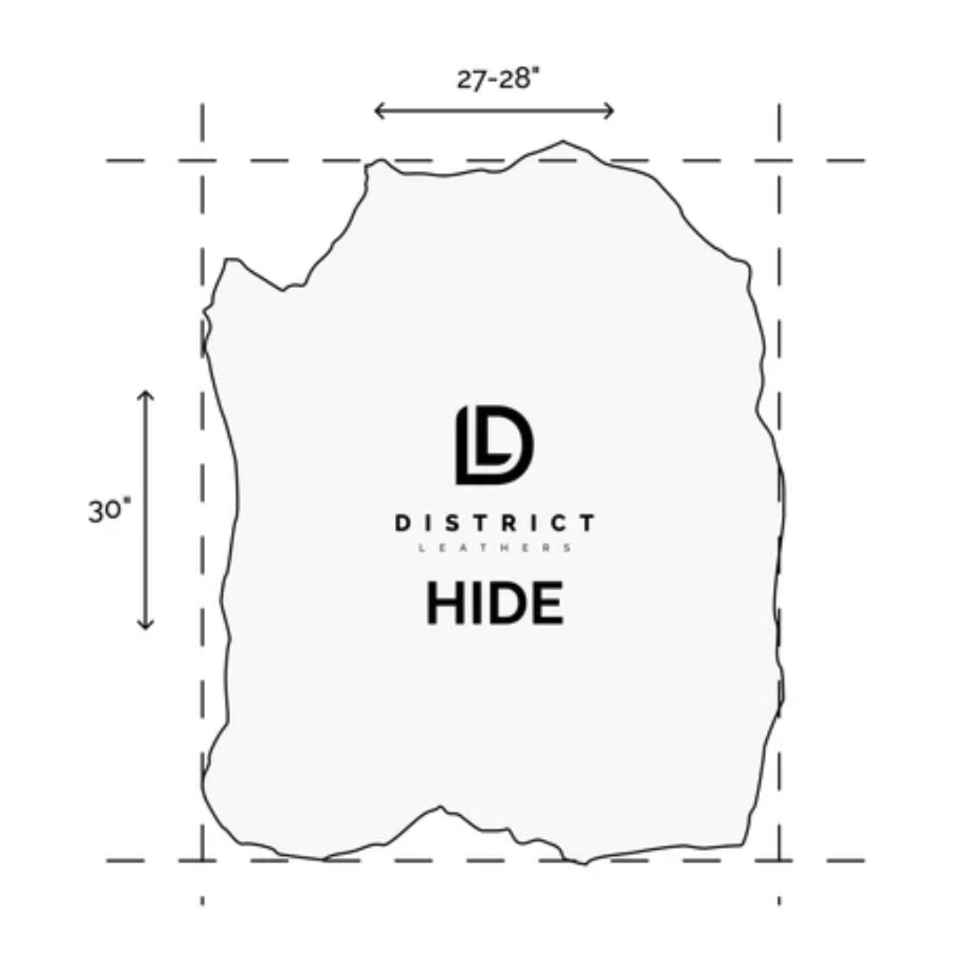 Lamb leather hide dimensions. Sizing for lamb leathers. District Leathers